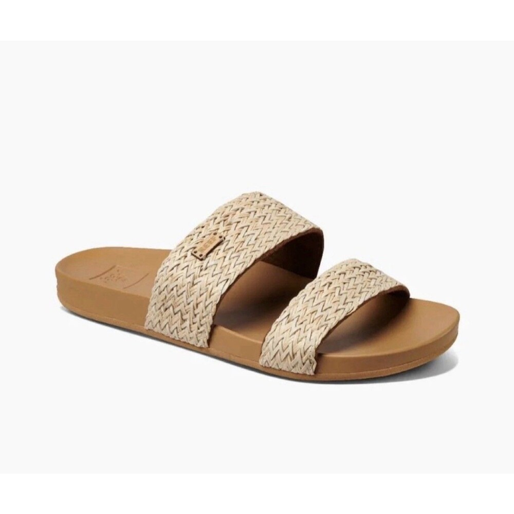 Reef Cushion Vista Hi Vintage Raffia Sandals Women’s 9 Straw Cream Slip On